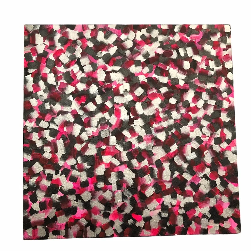 HANDCRAFTED CONFETTI ABSTRACT ART PINK, BLACK, SILVER